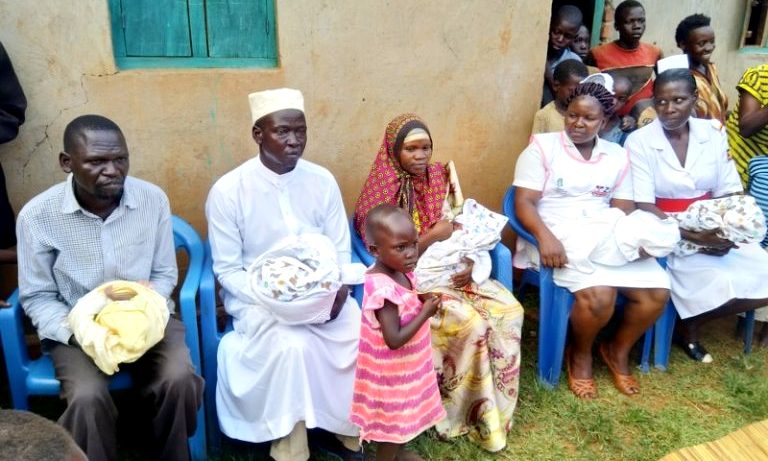 30-year-old Safiyati Mutesi (Centre) successfully gave birth to quintuplets on the night of 23rd and morning of 24th August 2019 at a Health facility in Iganga District thanks to trainings on emergency obstetric care conducted by the Makerere University Centre of Excellence for Maternal Newborn and Child Health (MNCH). Photo credit: MNCH