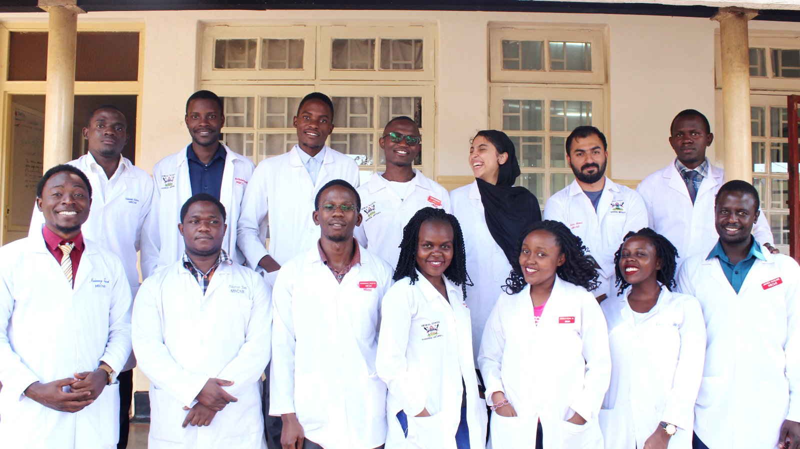Members of the Makerere University College of Health Sciences Students Association (MAKCHSA) pose for a photo ahead of their 1st College Open Day and Alumni Convention held on 1st November 2019.