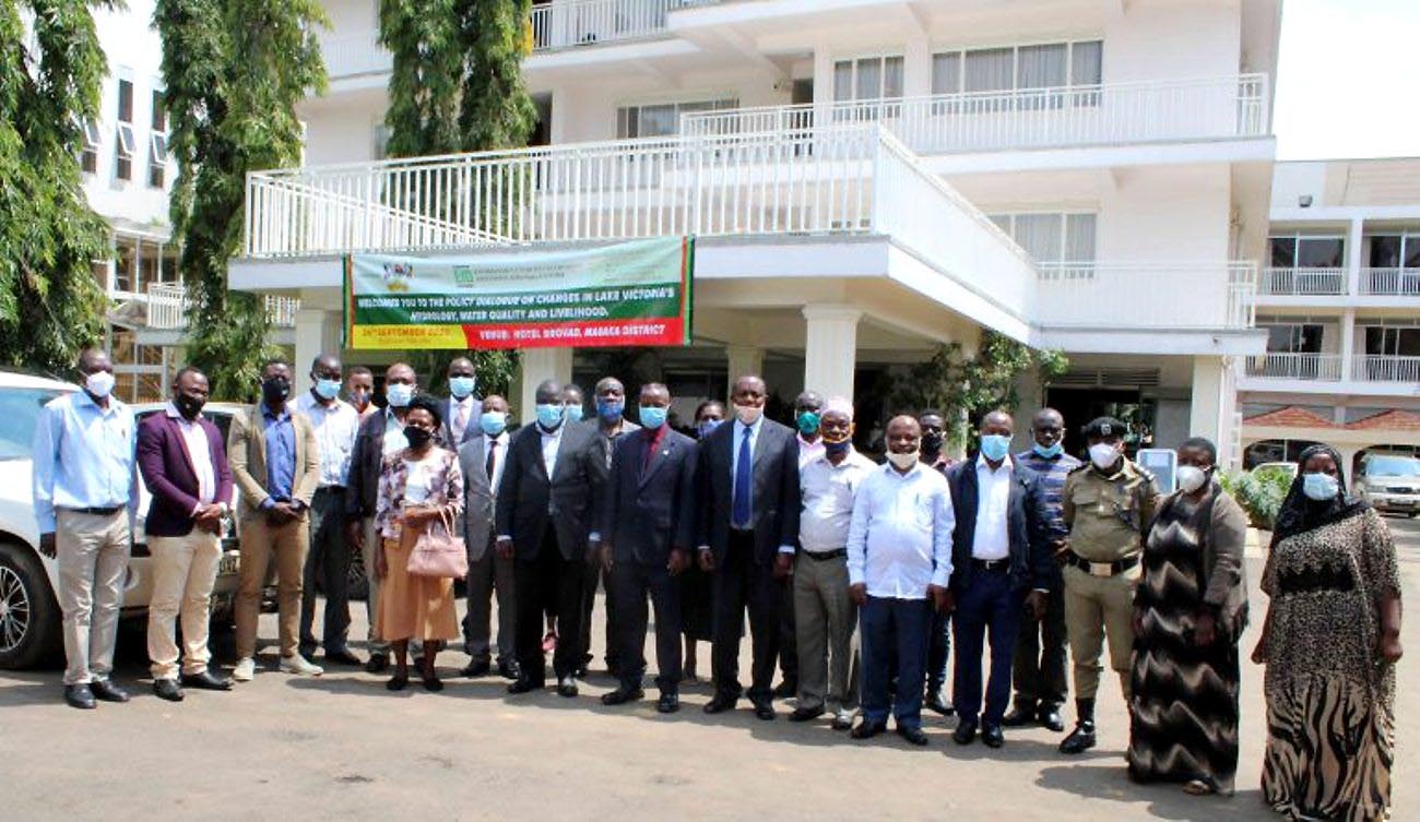 Participants that took part in the EfD-Mak policy dialogue pose for a group photo at Brovad Hotel, Masaka after the opening ceremony on 24th September 2020.