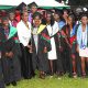 The Minister of State for Youth and Children Affairs, Hon. Florence Nakiwala Kiyingi (Centre) poses with Mastercard Foundation Scholars Programme Graduands of the 69th Graduation Ceremony at a party held on 19th January 2019, Guest House, Makerere University, Kampala Uganda