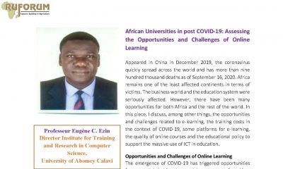 RUFORUM Thought piece on COVID-19 by Professeur Eugène C. Ezin, Director Institute for Training and Research in Computer Science, University of Abomey Calavi