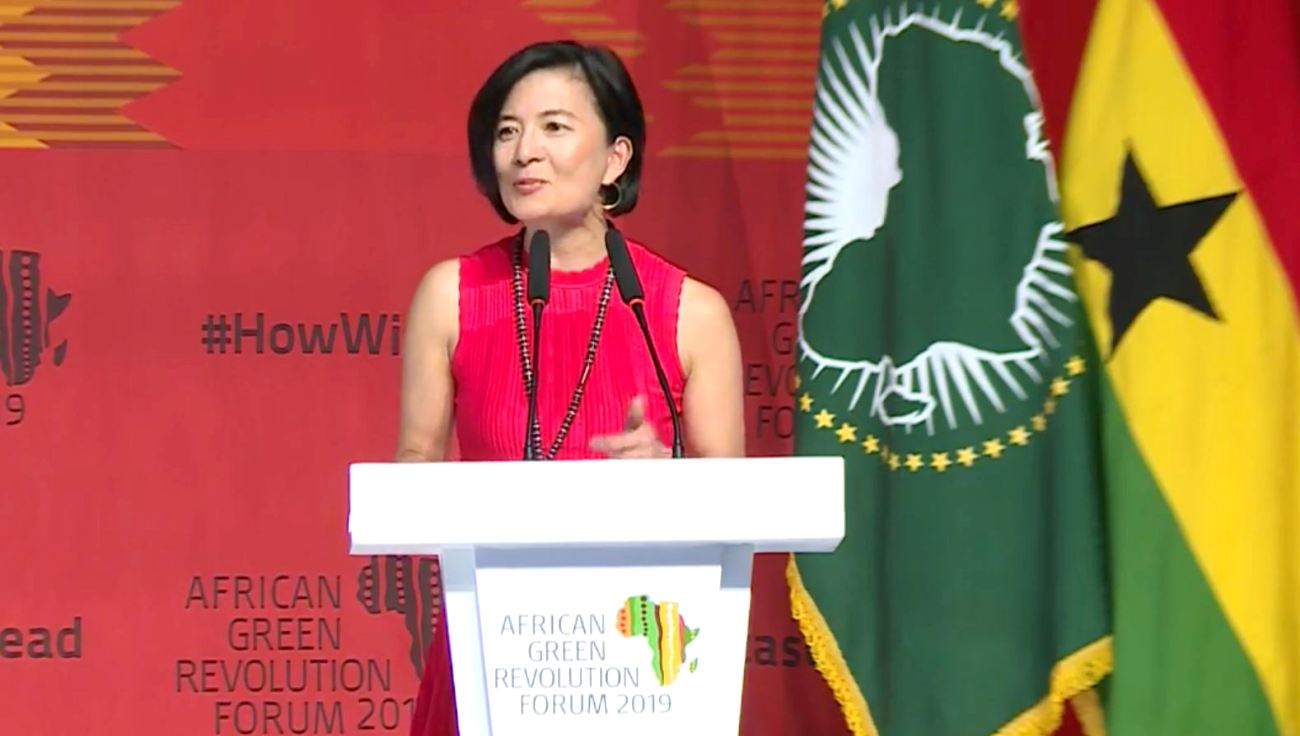 The Mastercard Foundation President and CEO Reeta Roy addresses the African Green Revolution Forum on 4th September 2019, Accra, Ghana. Photo credit: Mastercard Foundation