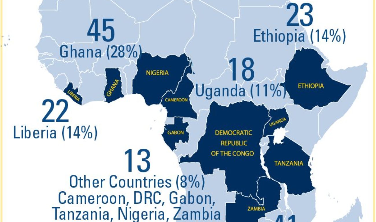 An image showing part of the 162 University of Michigan African Presidential Scholars (UMAPS) Program Scholars to date. Photo credit: UMAPS