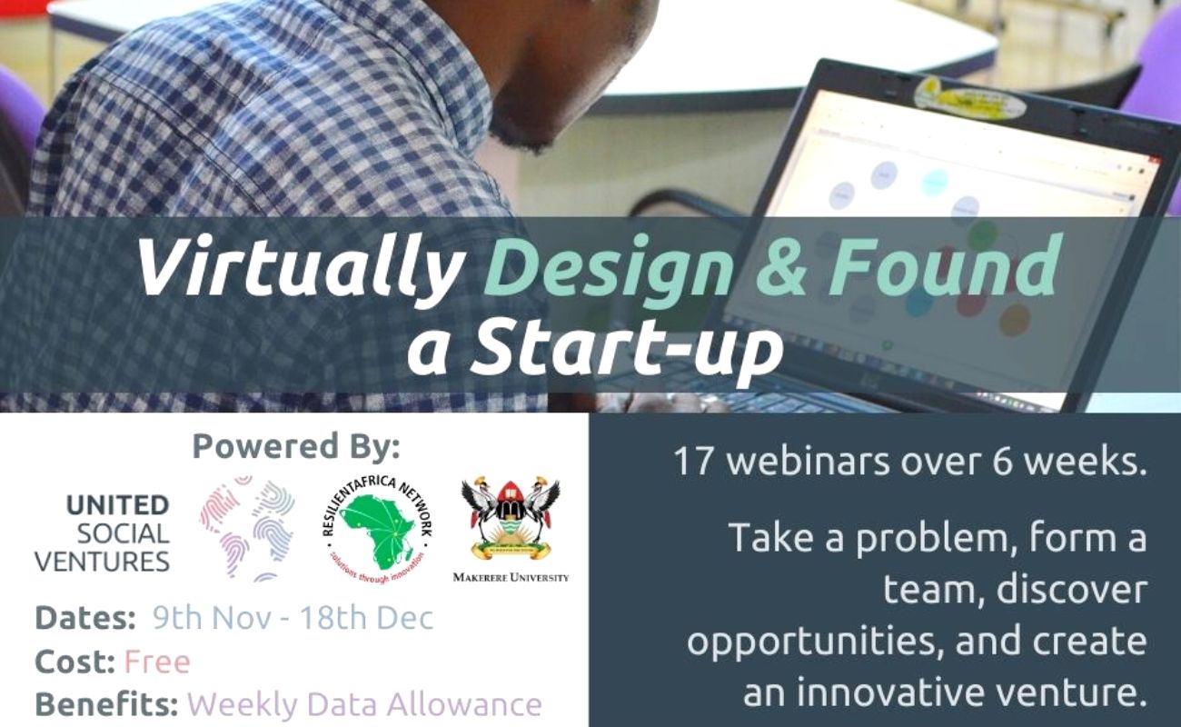 RAN & USV present 17 webinars over 6 weeks to help you Virtually Design & Found a Startup, 9th November to 18th December 2020