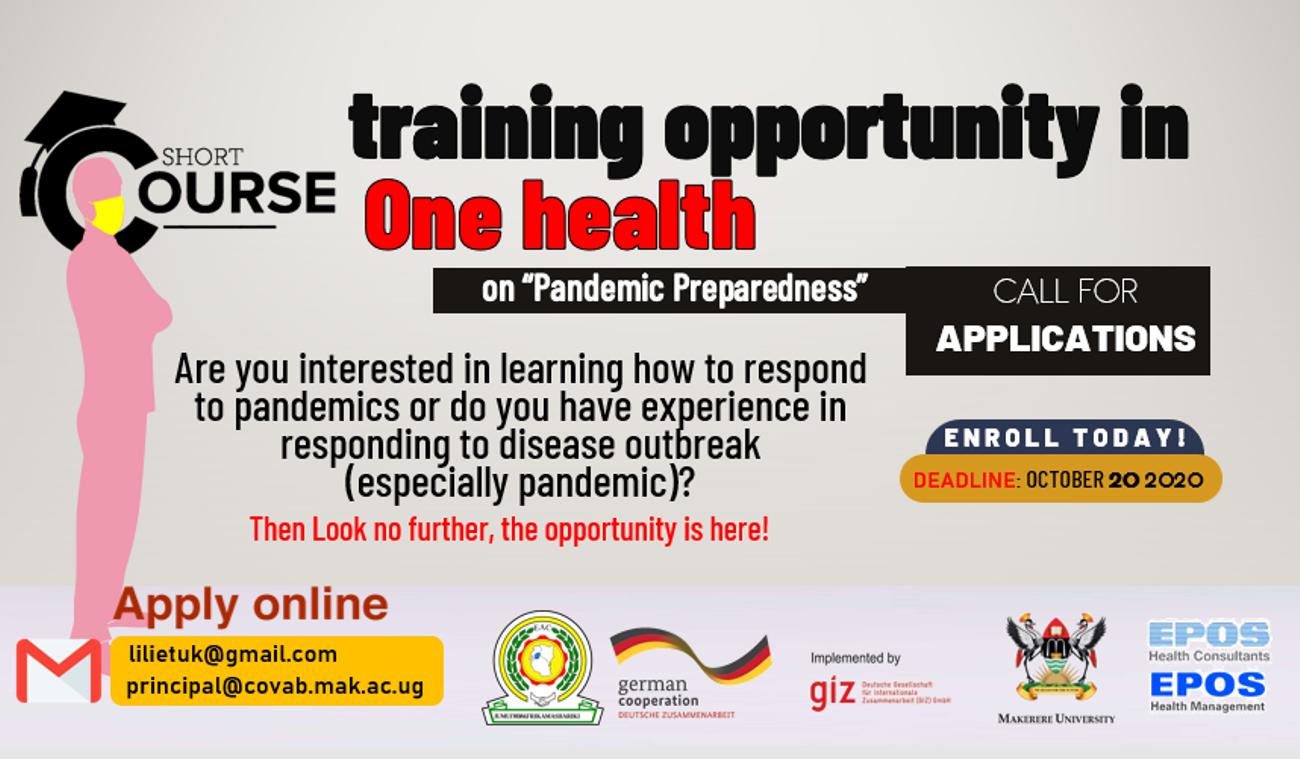 Pandemic Preparedness with One Health approach (PPOH) Course, 1st to 30th November 2020, Makerere University, Kampala Uganda.