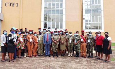 The Vice Chancellor-Prof. Barnabas Nawangwe (C) poses for a group photo at CTF1, Makerere University, Kampala Uganda, with Facilitators as well as UPDF, UPF and UPS Officers that took part in the UNSCR 1325 training.
