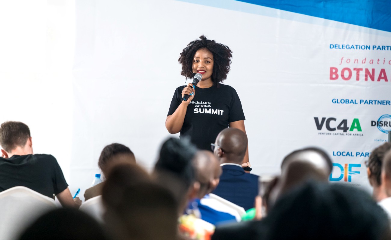 A contestant pitches her idea at Seedstars Africa Summit 2018. Photo credit: Seedstars