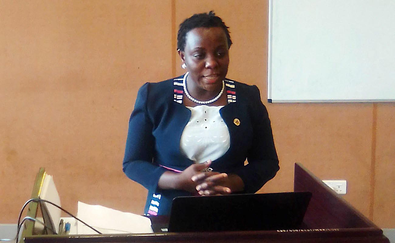 WOLEP Principal Investigator-Dr. Florence Nakamanya at the Research Dissemination event for findings of factors affecting the advancement of incumbent and aspiring female leaders in Ugandan Higher Education Institutions, 5th November 2020, CTF1, Makerere University, Kampala Uganda.