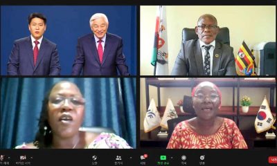 Clockwise: IYF Founder-Rev. Dr. Ock Soo Park and his interpreter, the Vice Chancellor-Prof. Barnabas Nawangwe, Dean Psychology-Assoc. Prof. Grace Milly Kibanja and Principal CHUSS-Assoc. Prof. Josephine Ahikire during the virtual Mind Education Workshop for Staff on 6th November 2020.