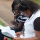 Female students engage in a discussion outdoors at the Makerere University Main Campus. File photo.