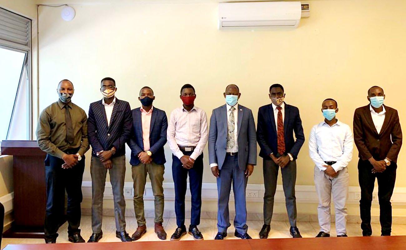 The Vice Chancellor-Prof. Barnabas Nawangwe (4th R) with Members of the Council of College Presidents after their meeting on 4th November 2020, CTF1, Makerere University, Kampala Uganda.