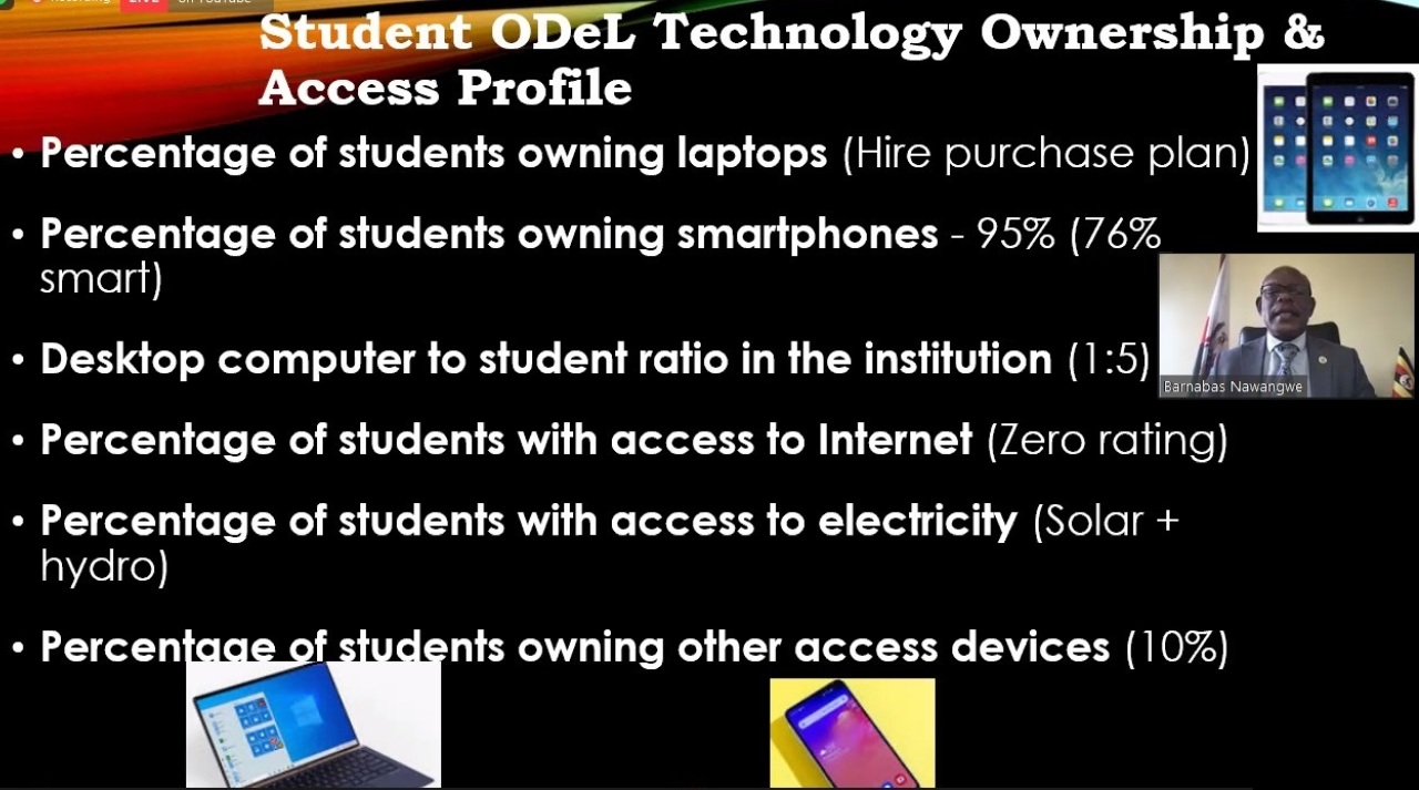 A screenshot of the Vice Chancellor-Prof. Barnabas Nawangwe’s presentation during the High Level Dialogue of the 16th RUFORUM AGM held on 18th November 2020.