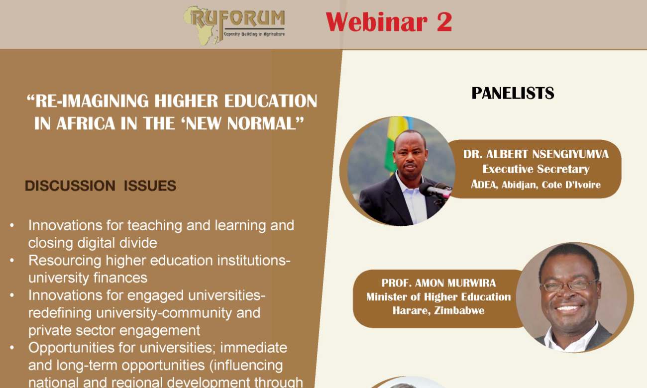 RUFORUM Webinar 2: Re-imagining Higher Education in Africa held 19th June, 2020 from 3:00 to 5:00PM EAT