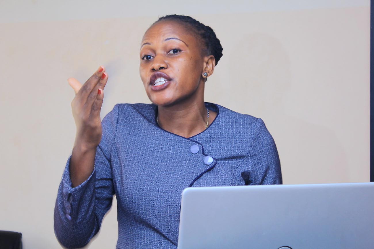 CEVEC PI-Dr. Hellen Namawejje presents the findings during the dissemination event on 17th December 2020, CoBAMS Conference Room, Makerere University, Kampala Uganda. Courtesy Photo.