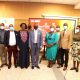 The Vice Chancellor-Prof. Barnabas Nawangwe (C) with the Principal CHUSS-Dr. Josephine Ahikire (4th R), Deputy Principal CHUSS-Dr. Julius Kikooma (3rd R), Dean School of Psychology-Dr. Grace Kibanja (4th L) and researchers at the closing day of the seminar on 2nd February 2021, CTF1, Makerere University, Kampala Uganda.