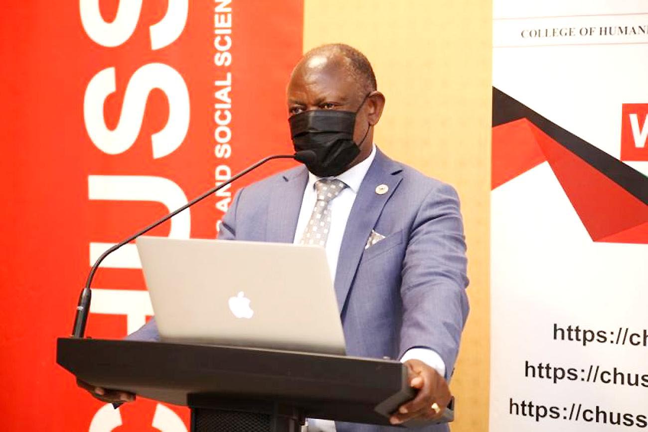 The Vice Chancellor Prof. Barnabas Nawangwe presides over the closing ceremony of six dissemination seminars by the School of Psychology of projects funded by the Research and Innovation Fund (Mak-RIF) on 2nd February 2021, CTF1, Makerere University, Kampala Uganda.