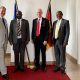 L-R: Fmr. German Ambassador to Uganda-H.E. Dr. Albrecht Conze, Fmr. Principal CHS-Prof. Charles Ibingira, Founding President WHS-Prof. Detlev Ganten and Vice Chancellor-Prof. Barnabas Nawangwe at the German Ambassador's Residence on 10th January 2020, Kampala Uganda.