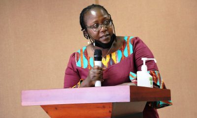 Assoc. Prof. Josephine Ahikire – the Principal College of Humanities and Social Sciences (CHUSS) giving her remarks at the REFLECT in COVID-19 Study commencement on 20th October 2020, CTF1, Makerere University