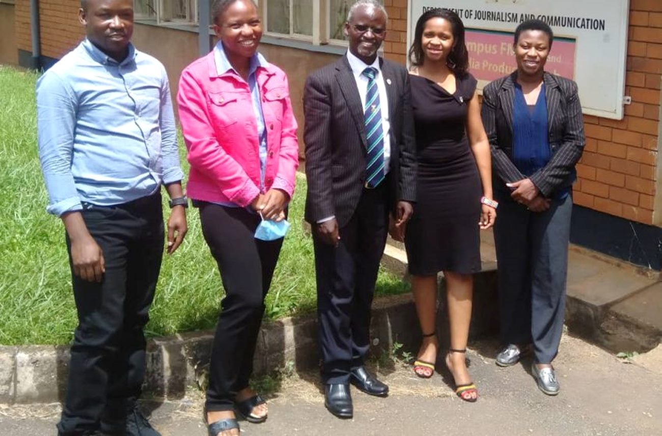 Part of the Mak-RIF Research team from DJC L-R: Dr. Fred Kakooza, Dr. Sara Namusoga, Dr. William Tayeebwa, Dr. Marion Alina and Dr. Charlotte Ntulume at Lincoln Flats, Makerere University.