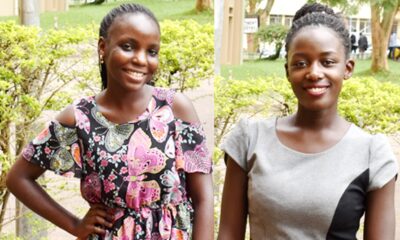 A montage of the Top Performing Female Students from the College of Natural Sciences (CoNAS); Ms. Nakato Zora Joy (L) and Ms. Ayebare Ruth (R) who scored CGPAs of 4.62 and 4.44 respectively.