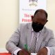 The Vice Chancellor, Prof. Barnabas Nawangwe signs the MoU on behalf of Makerere University with Alfasan (U) Ltd. on 19th March 2021 at CoVAB.