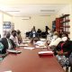 The Deputy Chairperson of Council, Hon. Dan Kidega (Centre) with members of the Mak Centenary Organizing Committee during the Inaugural Meeting on 9th March 2021, CTF1, Makerere University.