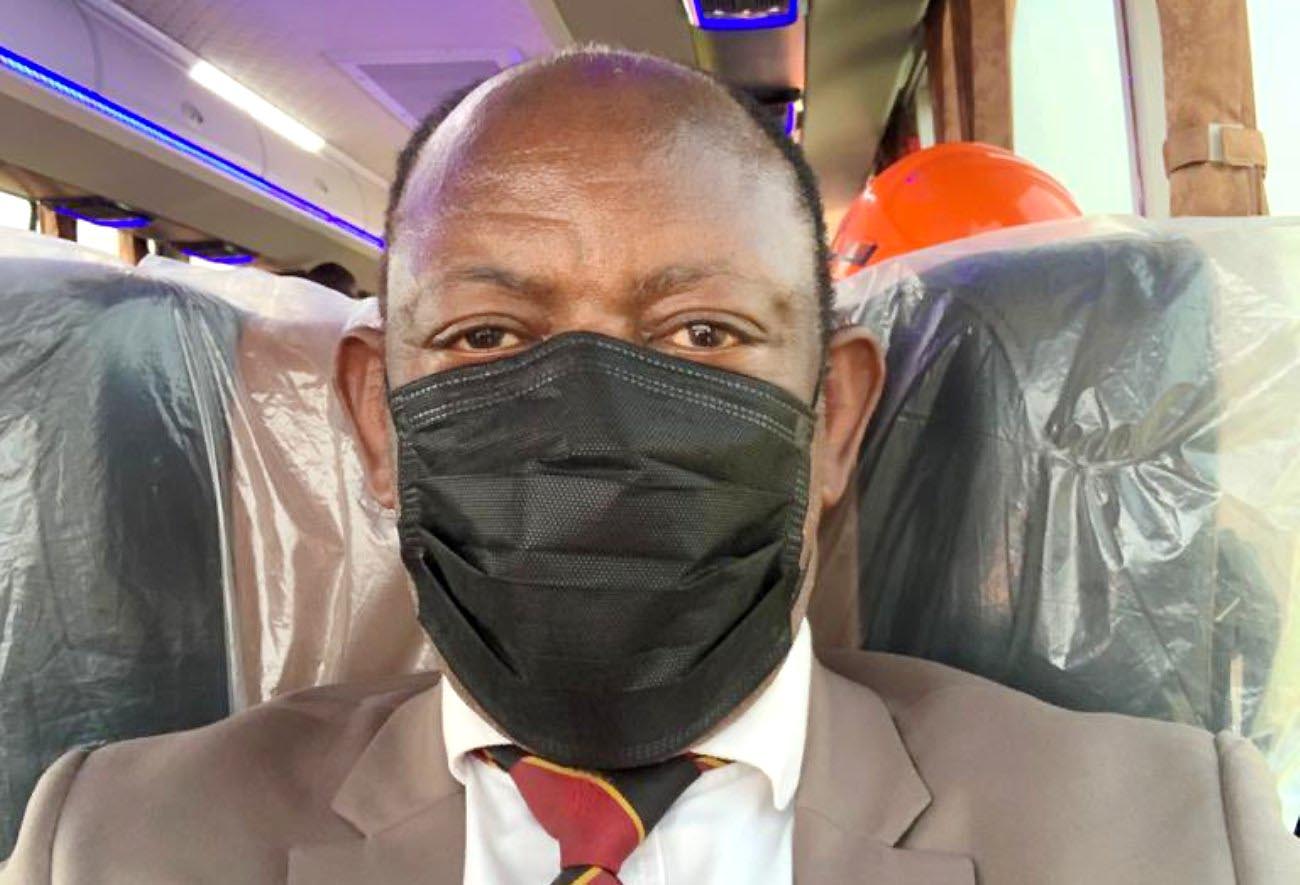 The Vice Chancellor, Prof. Barnabas Nawangwe aboard the KMC Kayoola Diesel Bus on 17th February 2021.