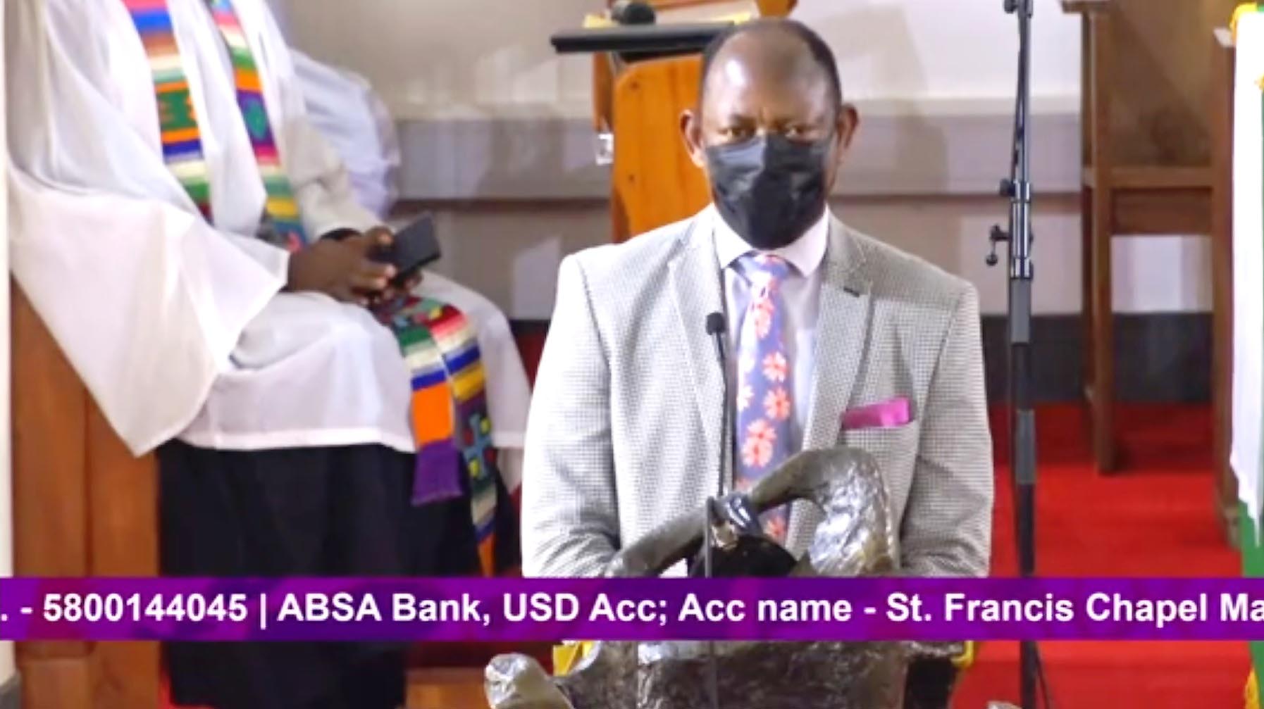The Vice Chancellor, Prof. Barnabas Nawangwe addresses the congregation on 14th February 2021, St. Francis Chapel, Makerere University.
