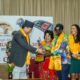 Dr. William Tayeebwa gifting Nepalese Vice President Nanda Bahadur during the 5th Nepal Film Festival as Dr. Manju Mishra of CJMC (2nd L) and Jeanette da Silva look on. Photo credit: New Vision