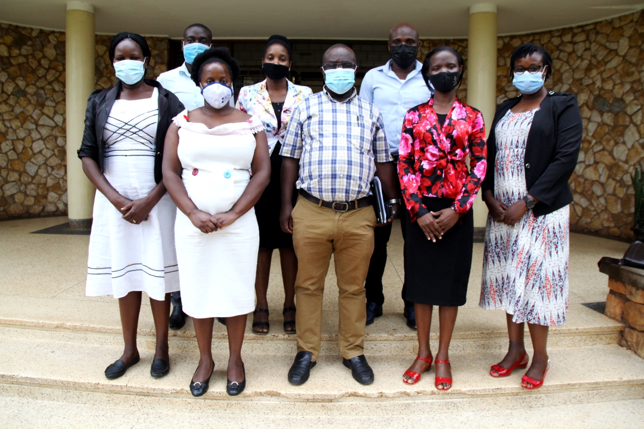 SDSN Uganda Network Manager Dr. Revocatus Twinomuhangi (C) with members of the Technical Team shortly after the Virtual Launch on 21st April 2021, CAES, Makerere University.