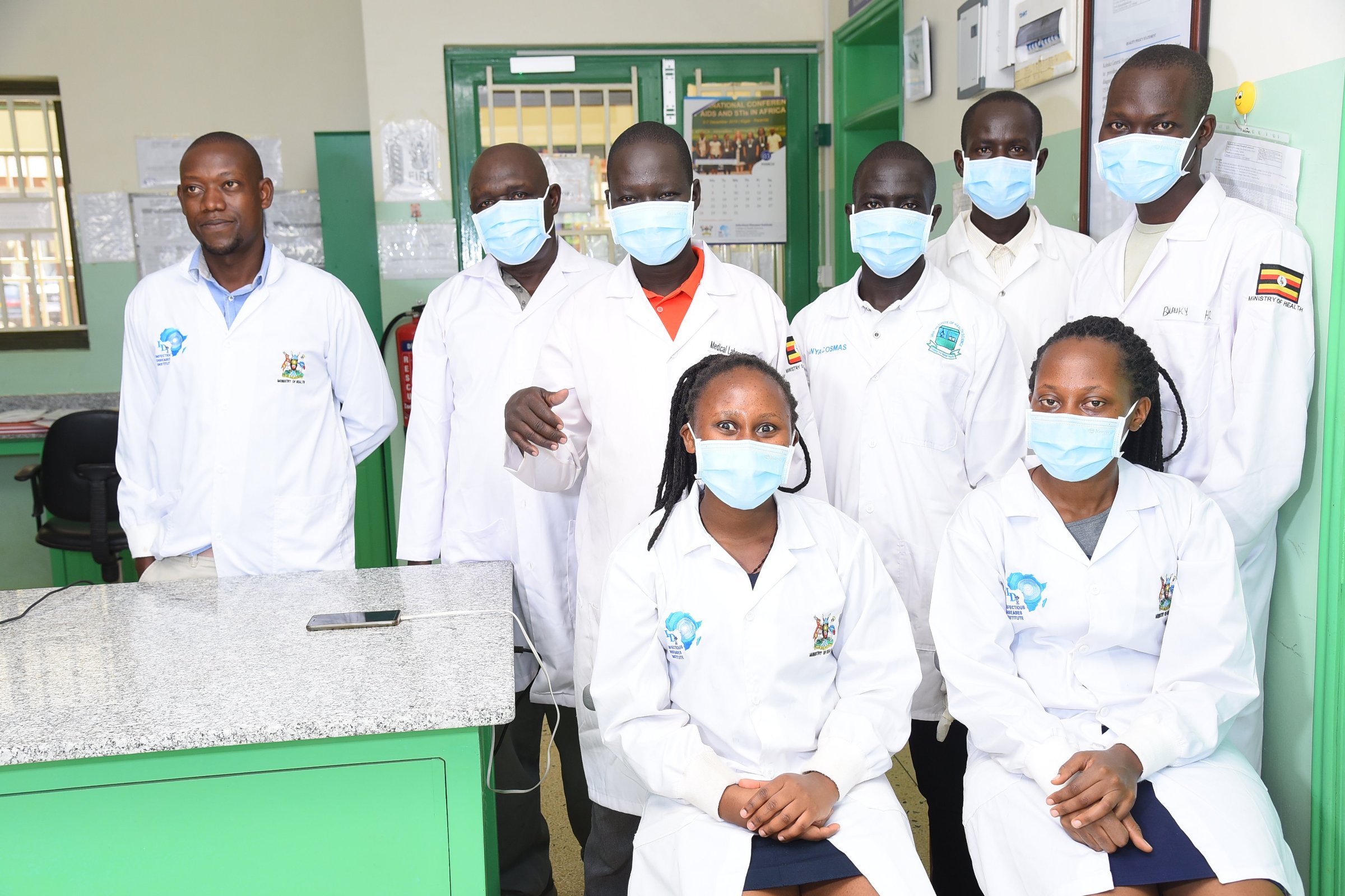 IDI Staff with Medical Laboratory Technologists from the West Nile Region, April 2021.