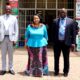 South African High Commissioner to Uganda, H.E. Lulama Mary-Theresa Xingwana (C) flanked by the Vice Chancellor, Prof. Barnabas Nawangwe (L) and First Secretary:Political, Mr. A.E. Munaka (R) after the meeting on 9th April 2021, CTF1, Makerere University.
