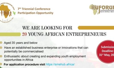 2021 RUFORUM Young African Entrepreneurs Competition. Application deadline: 31st May 2021