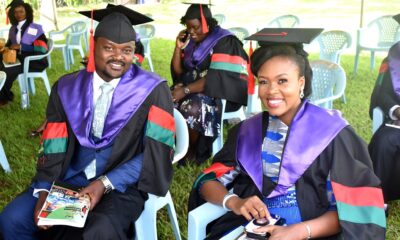 Soroti District Woman MP and Former Mak Guild President, Hon. Anna Ebaju Adeke (R) with fellow Master of Laws Graduands on Day 1 of the 71st Graduation Ceremony, 17th May 2021, Freedom Square, Makerere University.