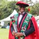 Dr. Akinwumi A. Adesina, President African Development Bank Group (AfDB) poses with his Honorary Doctor of Letters (Honoris Causa) award on Day 5 of the 71st Graduation Ceremony, 21st May 2021, Freedom Square, Makerere University. Photo: Mathias Ssemanda.