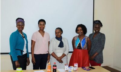 Some members of the FACe-U project team. L-R: Florence Tushemereirwe (Co-PI), Dr. Gloria Seruwagi (PI), Flavia Nakacwa (Administrator), Dr. Priscilla Cheputyo (Research Officer) and Maria Ssematiko (Project Liaison & Compliance Lead)