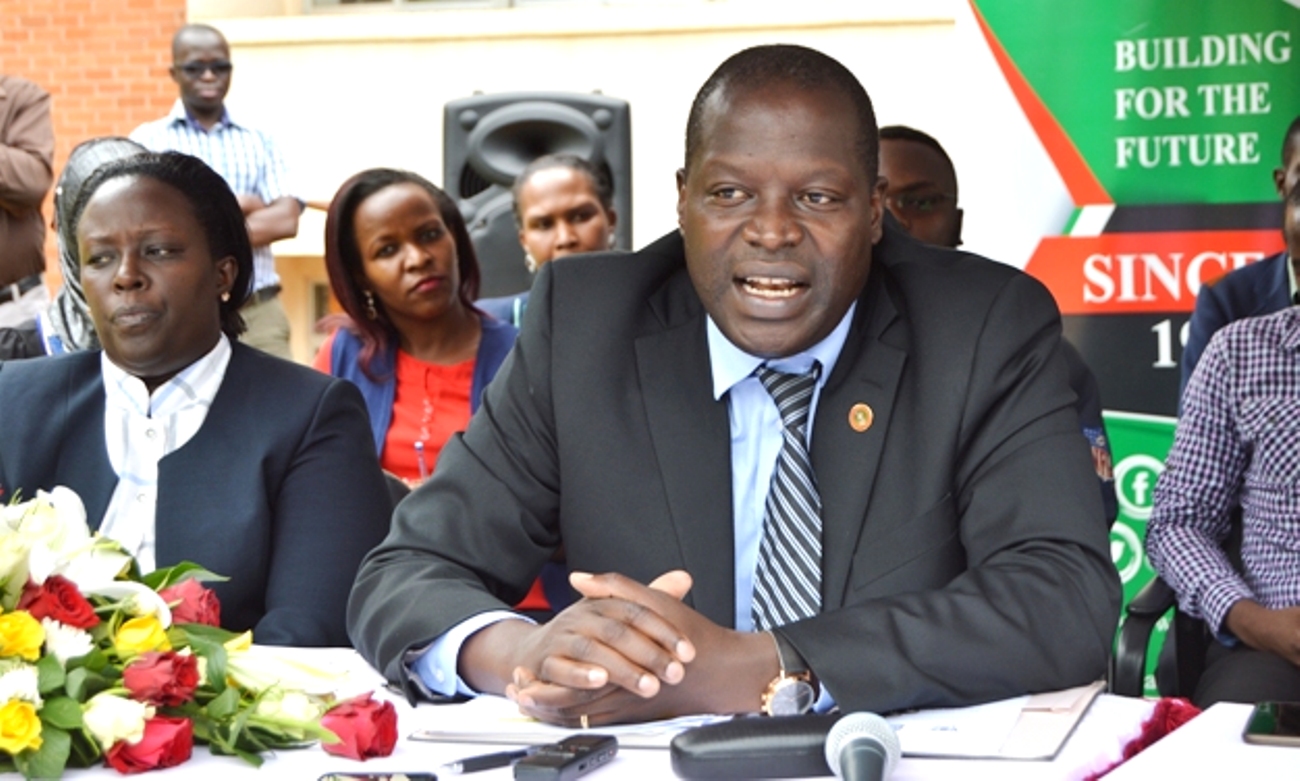 The Principal CoCIS-Prof. Tonny Oyana (Right) and Deputy Principal CoCIS- Assoc. Prof. Agnes Rwashana Semwanga (Left) at the Press Conference held on 8th May 2019 to announce the US$ 1.3m Google AI Impact Grant awarded to AirQo.