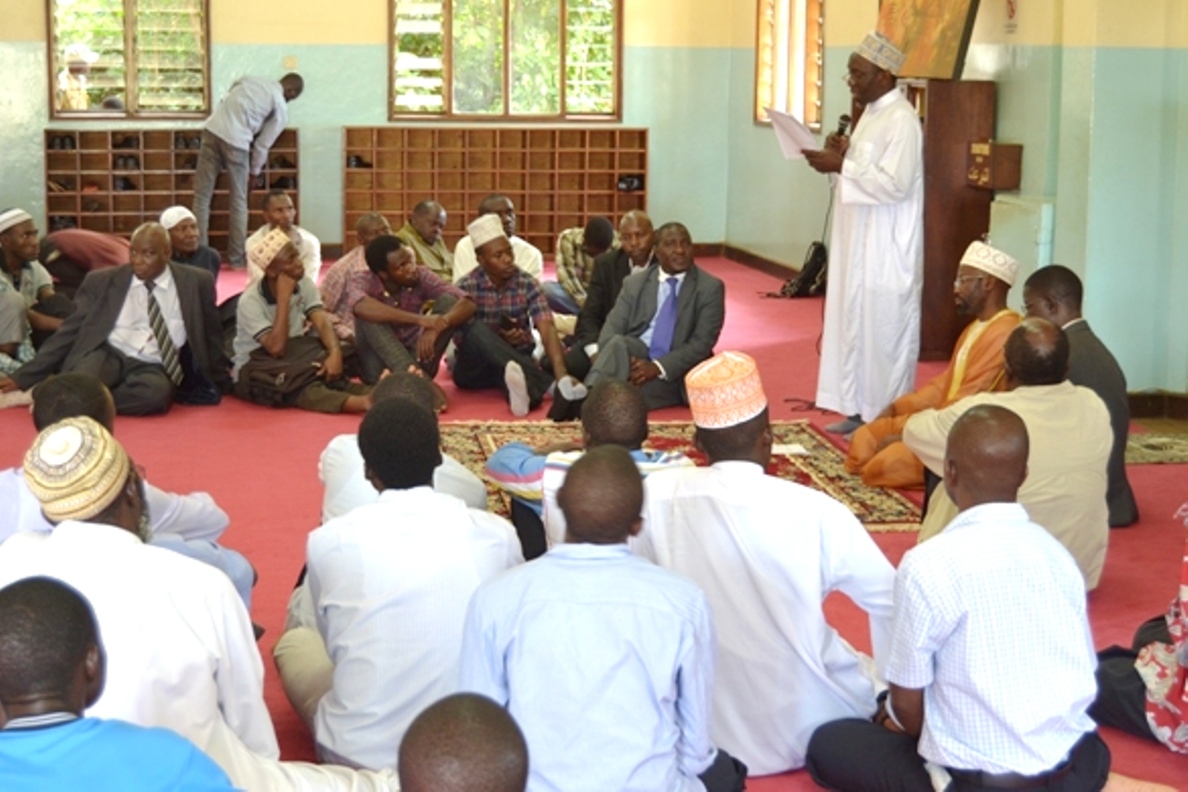 A congregation in the Mosque on 17th October 2014, Makerere University, Kampala Uganda.