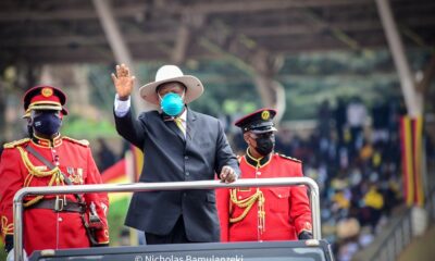 The President of the Republic of Uganda H.E. Yoweri Kaguta Museveni inspects the parade at Kololo Independence Grounds on 12th May 2021. Photo credit: Nicholas Bamulanzeki