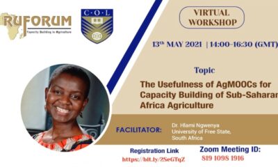 RUFORUM-COL Workshop: Usefulness of AgMOOCs for Capacity Building of Sub-Saharan Africa Agriculture held virtually on 13th May 2021.