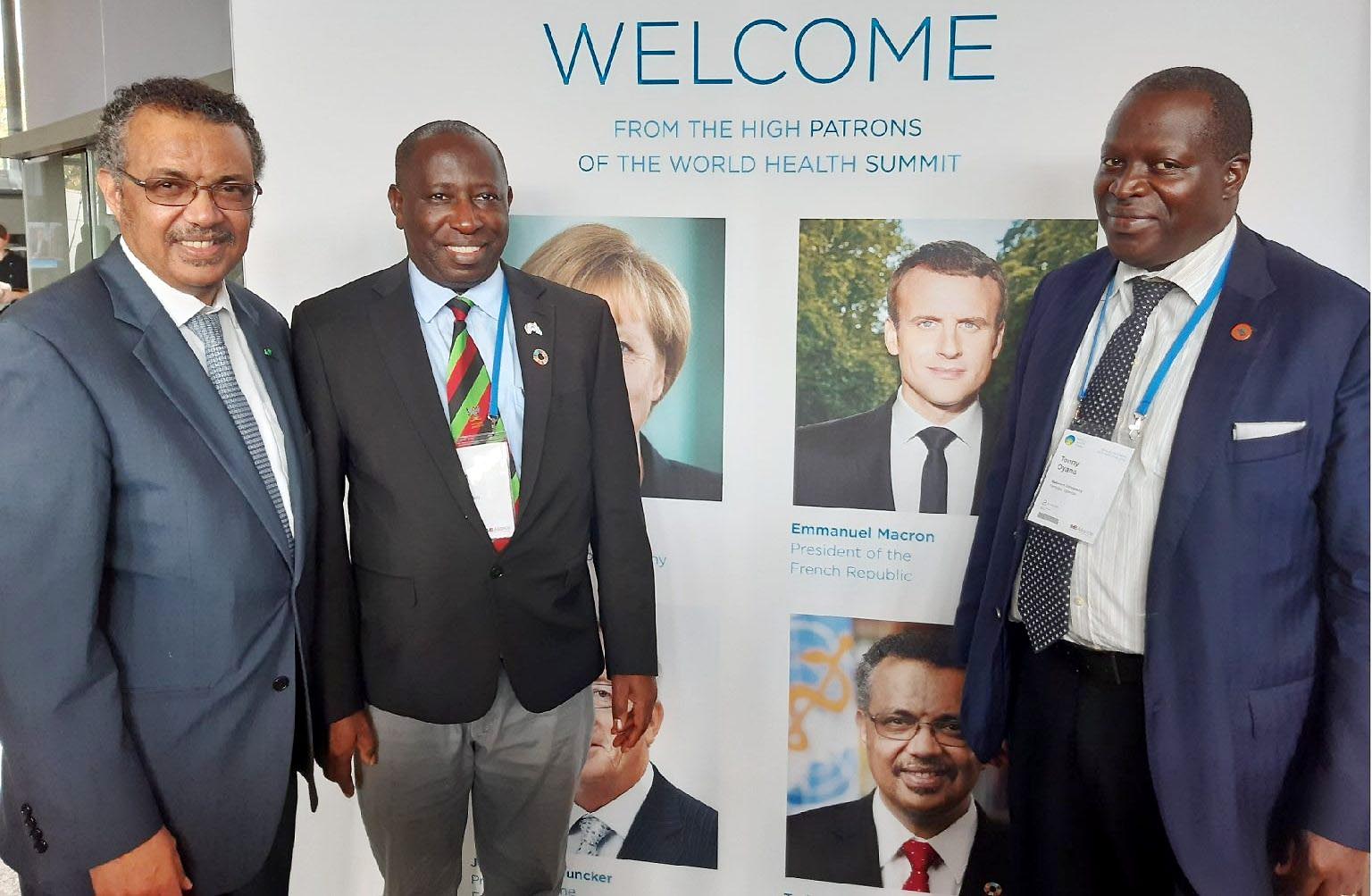 L-R: Dr. Tedros Adhanom Ghebreyesus, Director-General, World Health Organisation, Prof. Charles Ibingira, International President World Health Summit 2021 and Prof. Tonny Oyana, Finance Chairperson World Health Summit Regional Meeting at the 2019 Edition, Kish Island, Iran.