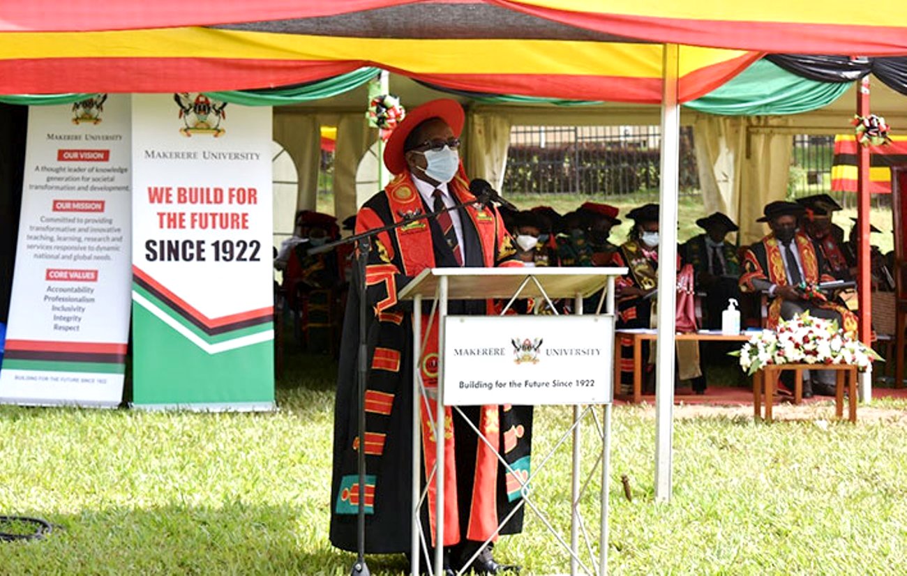 The Principal CoVAB-Prof. John David Kabasa presents graduands during Day 3 of the 71st Graduation Ceremony, 19th May 2021, Freedom Square, Makerere University, Kampala Uganda.