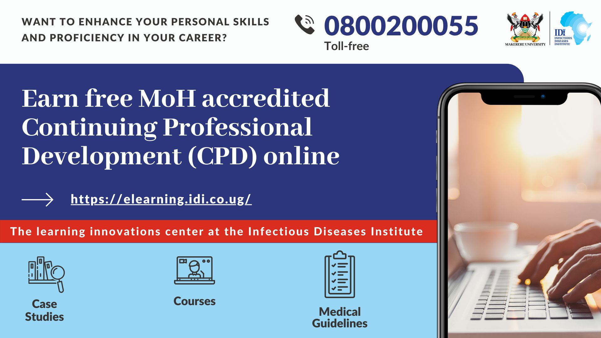 Free MoH-accredited Continuing Professional Development (CPD) online, Infectious Diseases Institute, Makerere University.