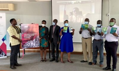 The Vice Chancellor, Prof. Barnabas Nawangwe (on screen) launches three publications by AfriChild and Makerere University researchers on 15th June 2021, Telepresence Centre, Level 2, Senate Building.