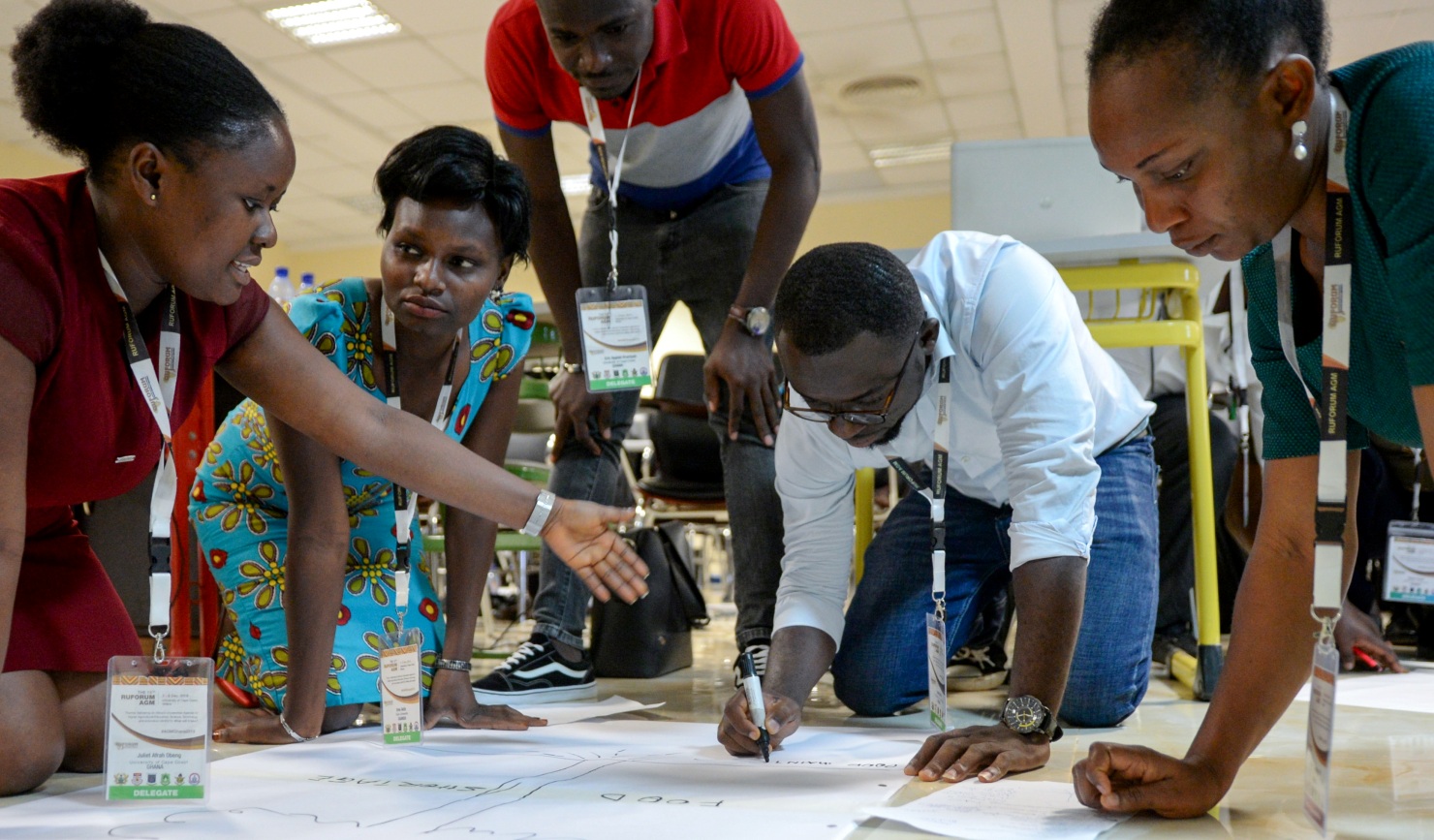 Delegates brainstorm during the 15th RUFORUM AGM held at the University of Cape Coast (UCC) in Ghana from 2-6 December, 2019. Photo credit: RUFORUM