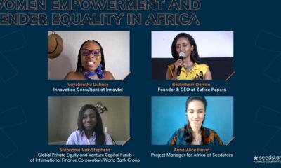 A screenshot of the panel discussion on Women Empowerment and Gender Equality in Africa hosted by Seedstars.