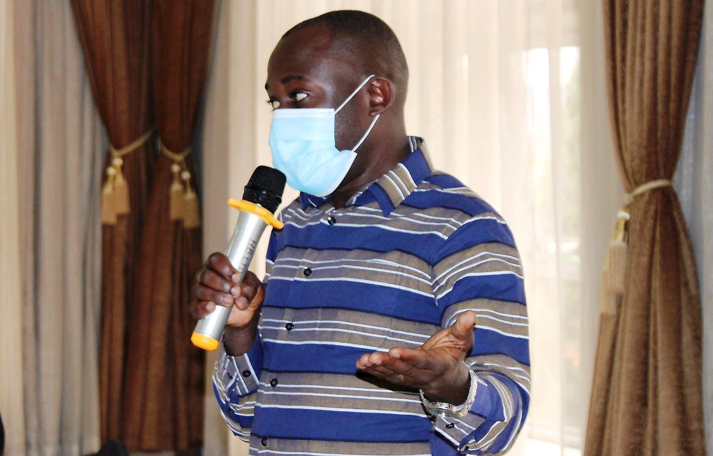 Mr. Peter Babyenda, Coordinator of the IGE training program at Makerere addresses participants on 4th June 2021 in CTF2.