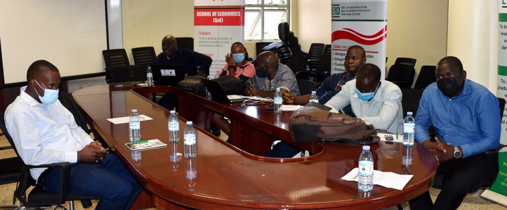 A section of the research fellows attending the seminar at the EfD-Mak Centre, CTF2, Makerere University.