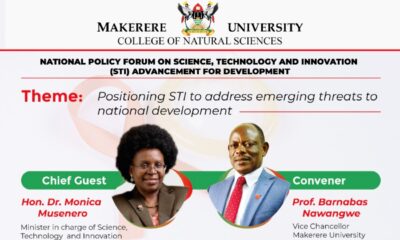 1st National Policy Forum for Science, Technology, and Innovation (STI) Advancement for Development was organised by the College of Natural Sciences (CoNAS), Makerere University, 26th - 27th August 2021.