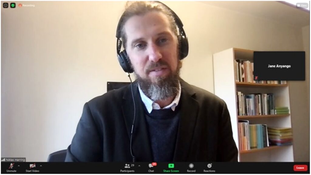 A screenshot of facilitator Niklas Harring online